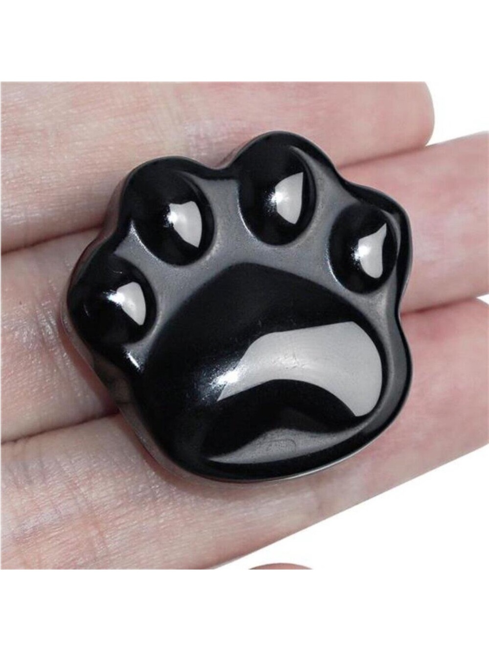 Black Obsidian Cat Crystals Healing Stones, Natural Worry Stone for Anxiety